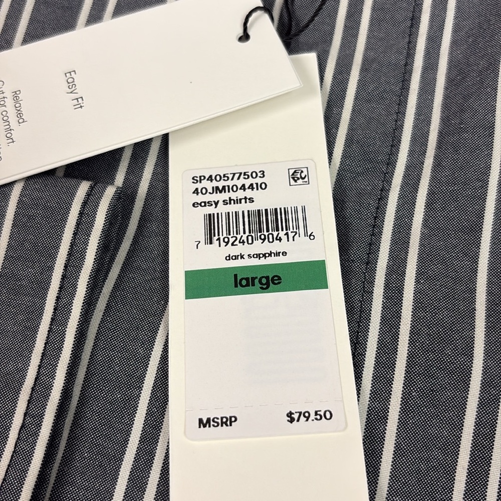 NEW Calvin Klein Men’s Easy Relaxed Fit Casual Long Sleeve Shirt -Dark Sapphire - Picture 5 of 10